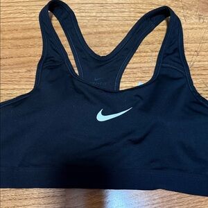 Nike Women's Black Sports Bra with White Logo